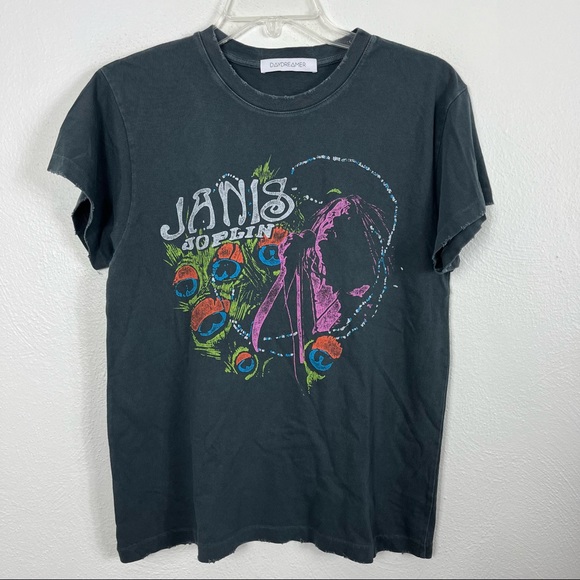 Daydreamer Janis Joplin Peacock Crewneck Graphic Tour Tee - Picture 2 of 7